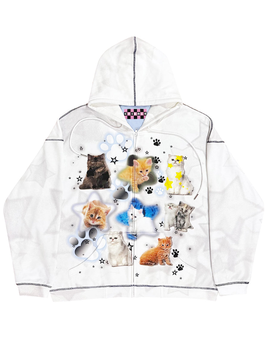 Cat hoodie with zipper on sale